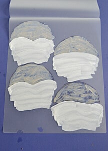 4 painted snowglobes on laminator paper
