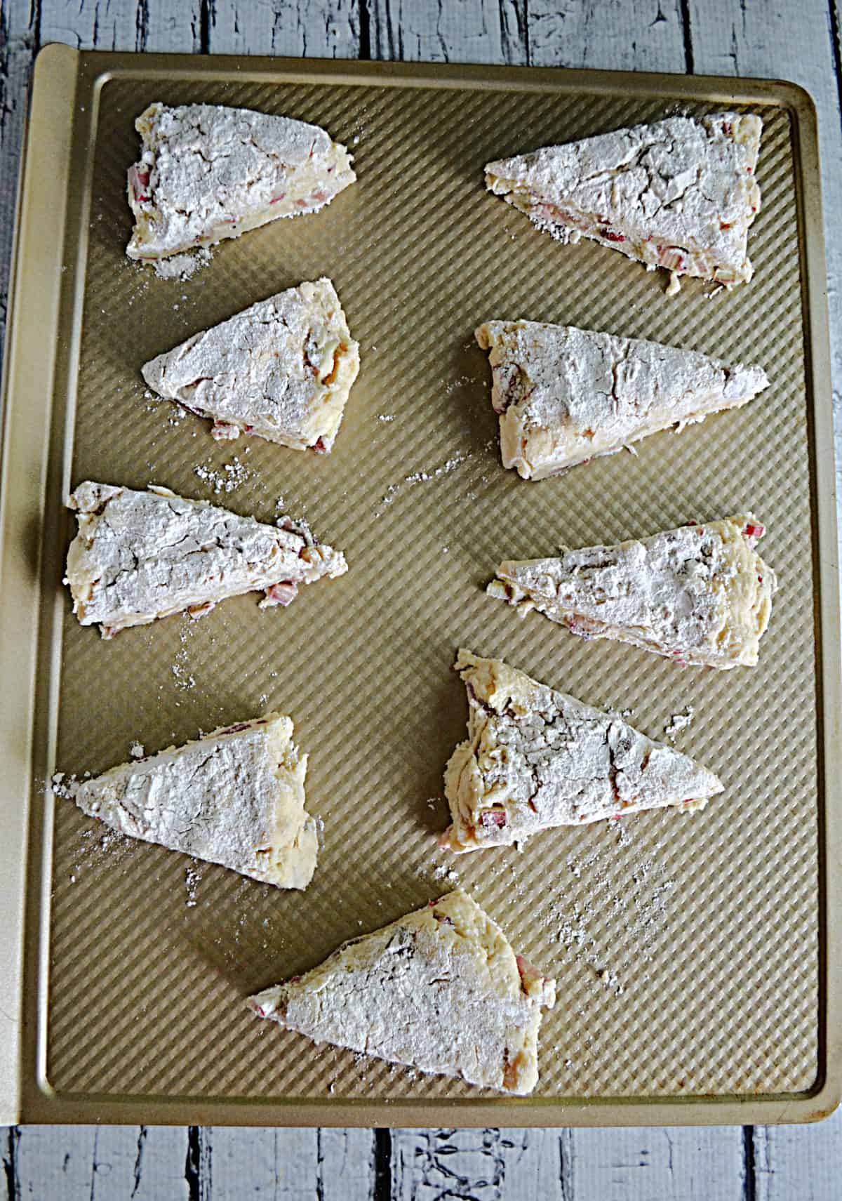 A tray of unbaked scones.