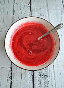 A bowl of red gelatin.
