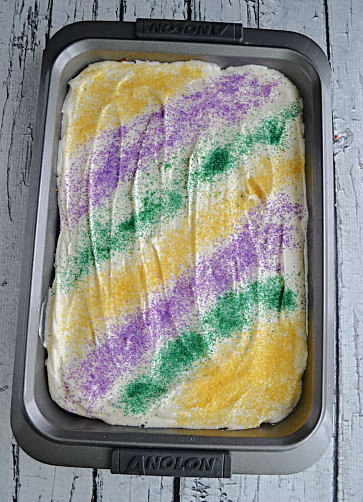 mardi gras poke cake