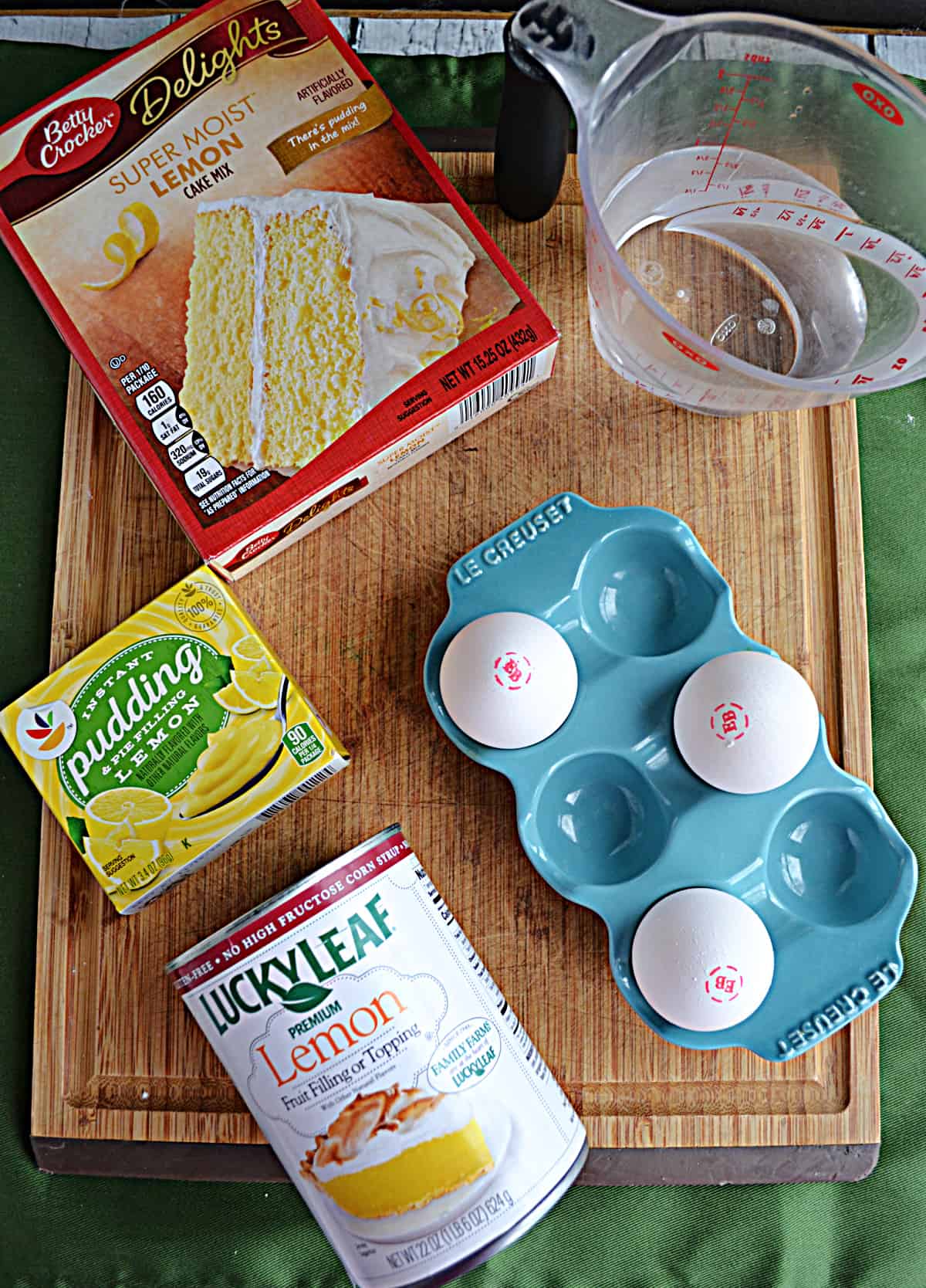 Ingredients for making a lemon poke cake.