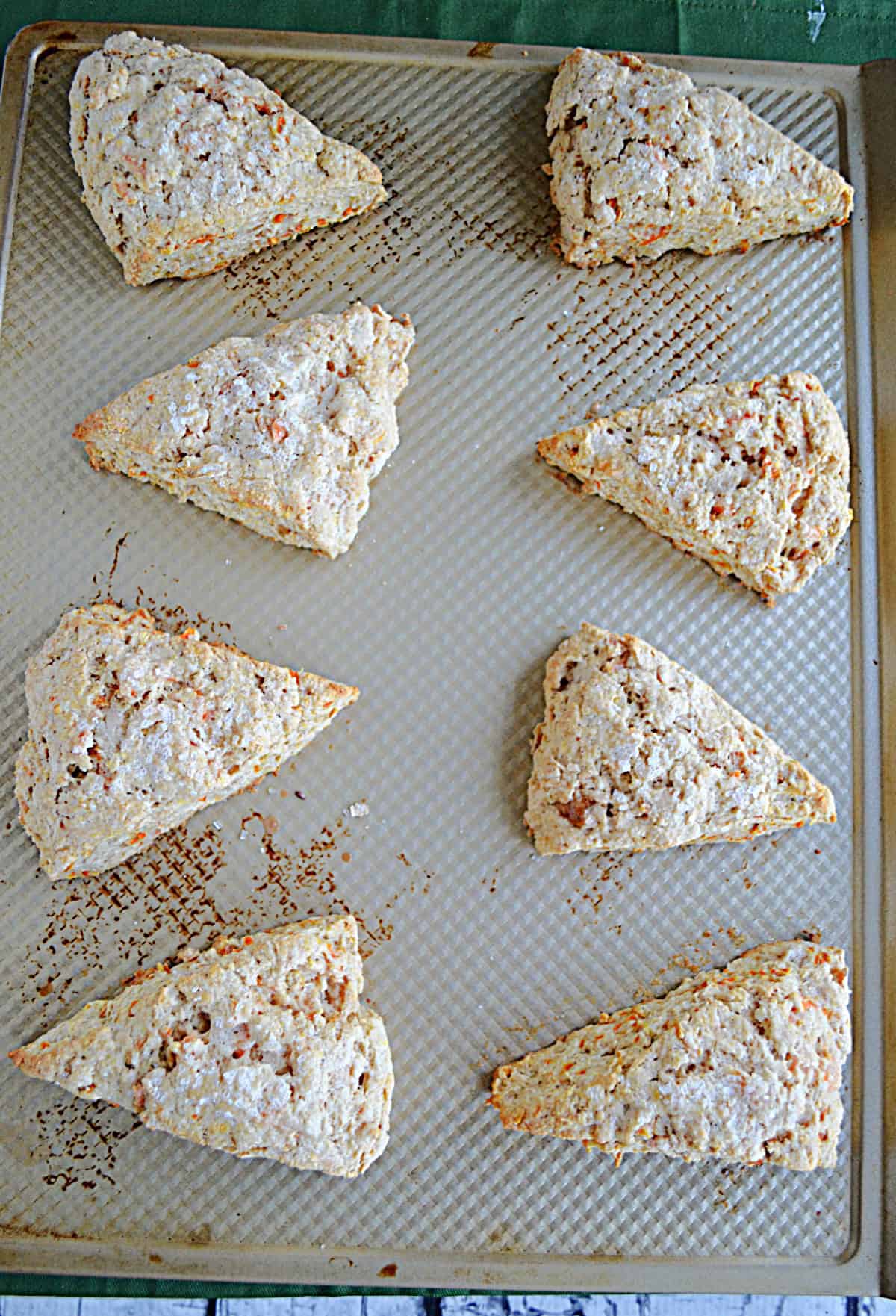 Baked scones on a baking sheet.