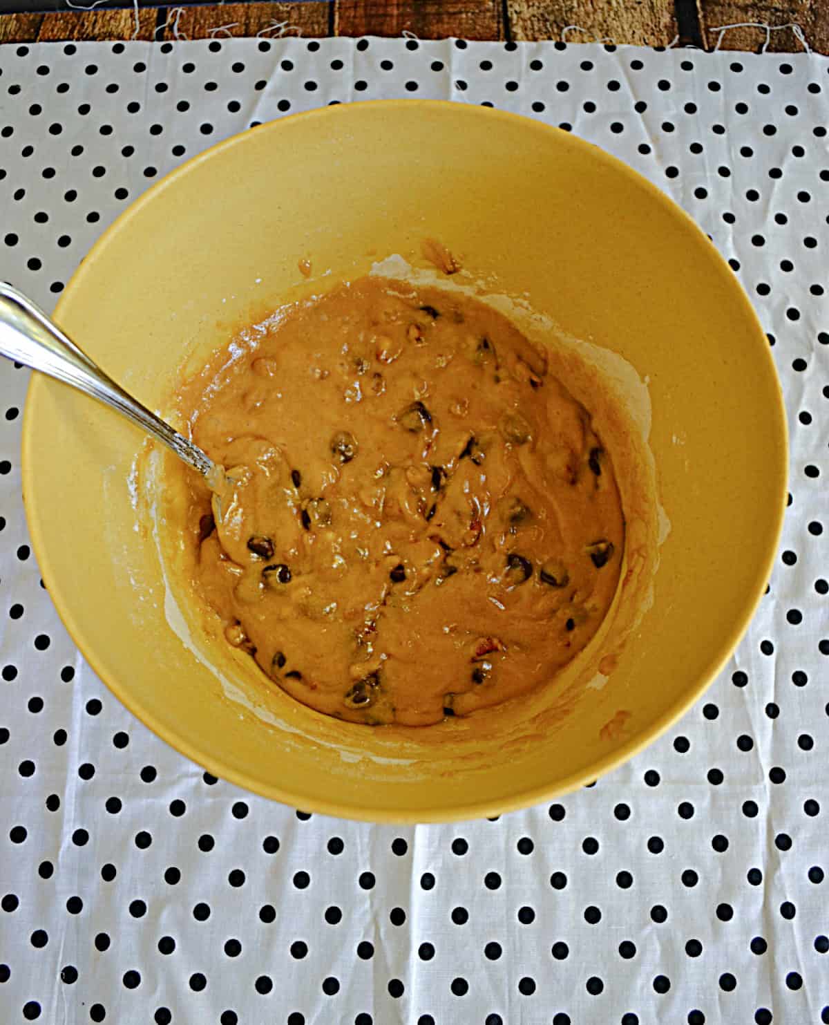 A bowl of cookie batter.