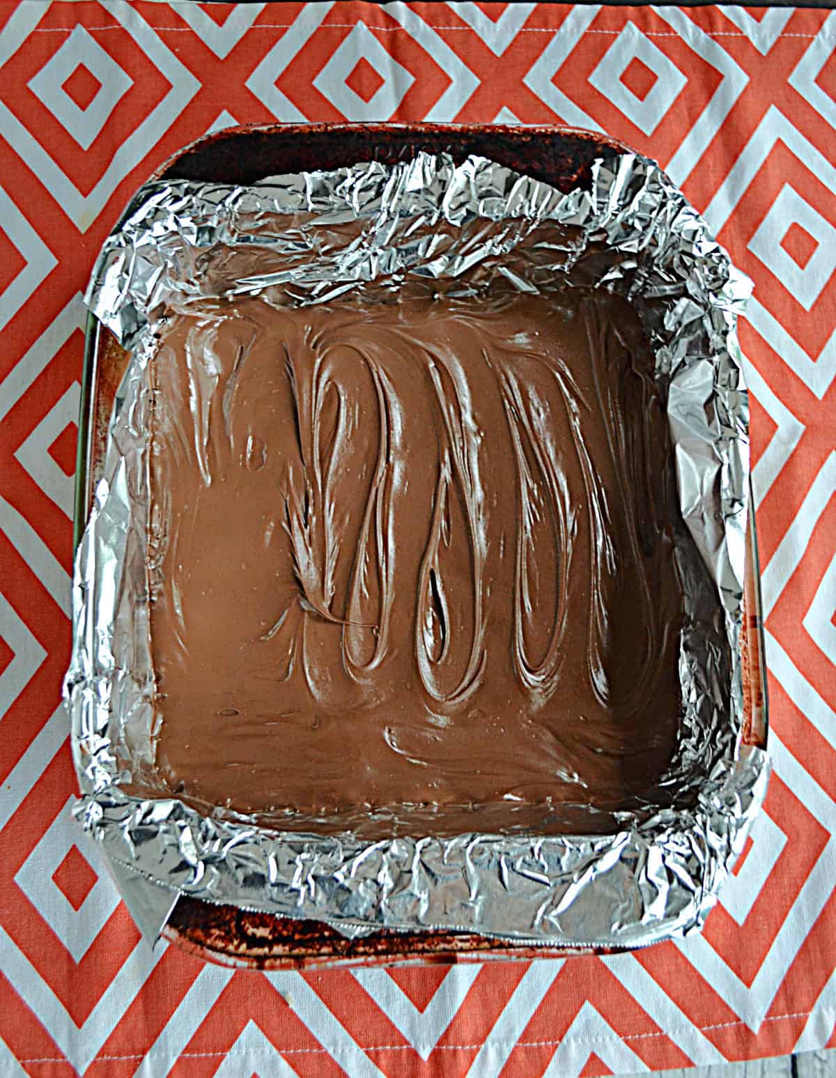 A pan of milk chocolate bark.