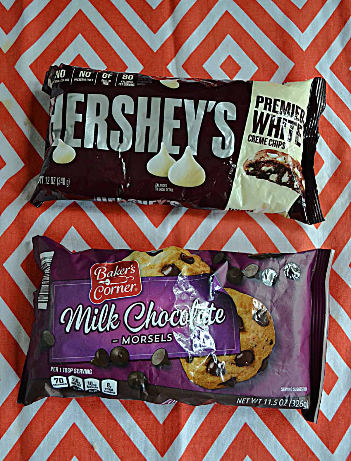 Two bags of chocolate chips.