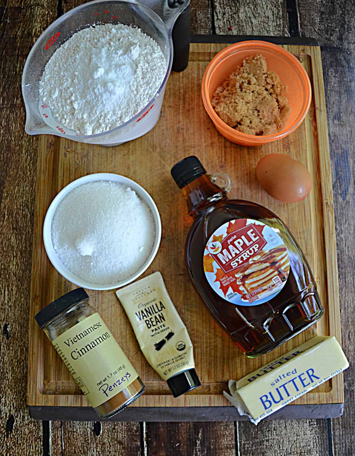 Ingredients for making maple snickerdoodles.