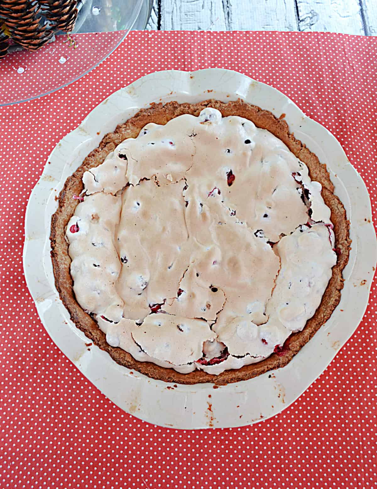 A pie with baked meringue on top.