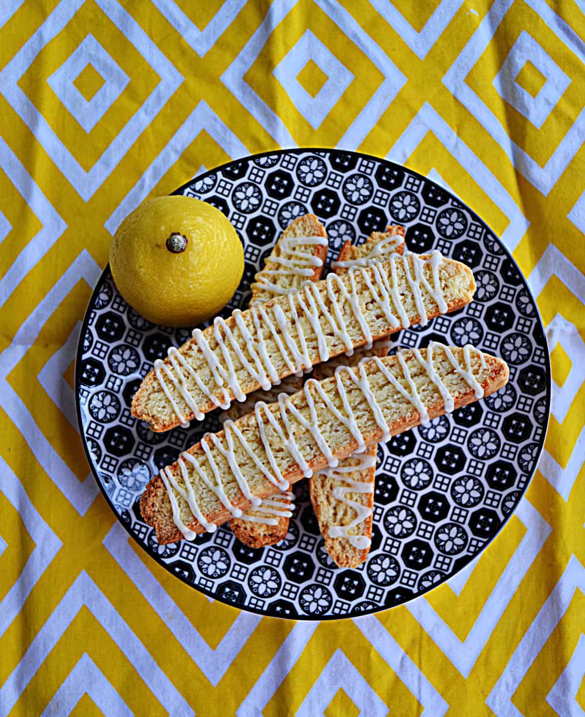 A plate of stacked biscotti.