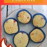 Pin image: Text title, a plate of muffins.