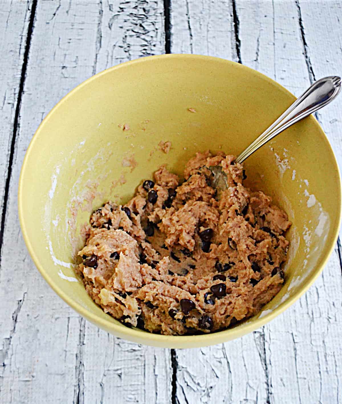 A bowl of cookie dough.