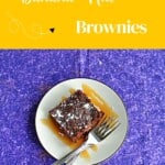 Pin Image: Text title, a plate with a brown and a fork.
