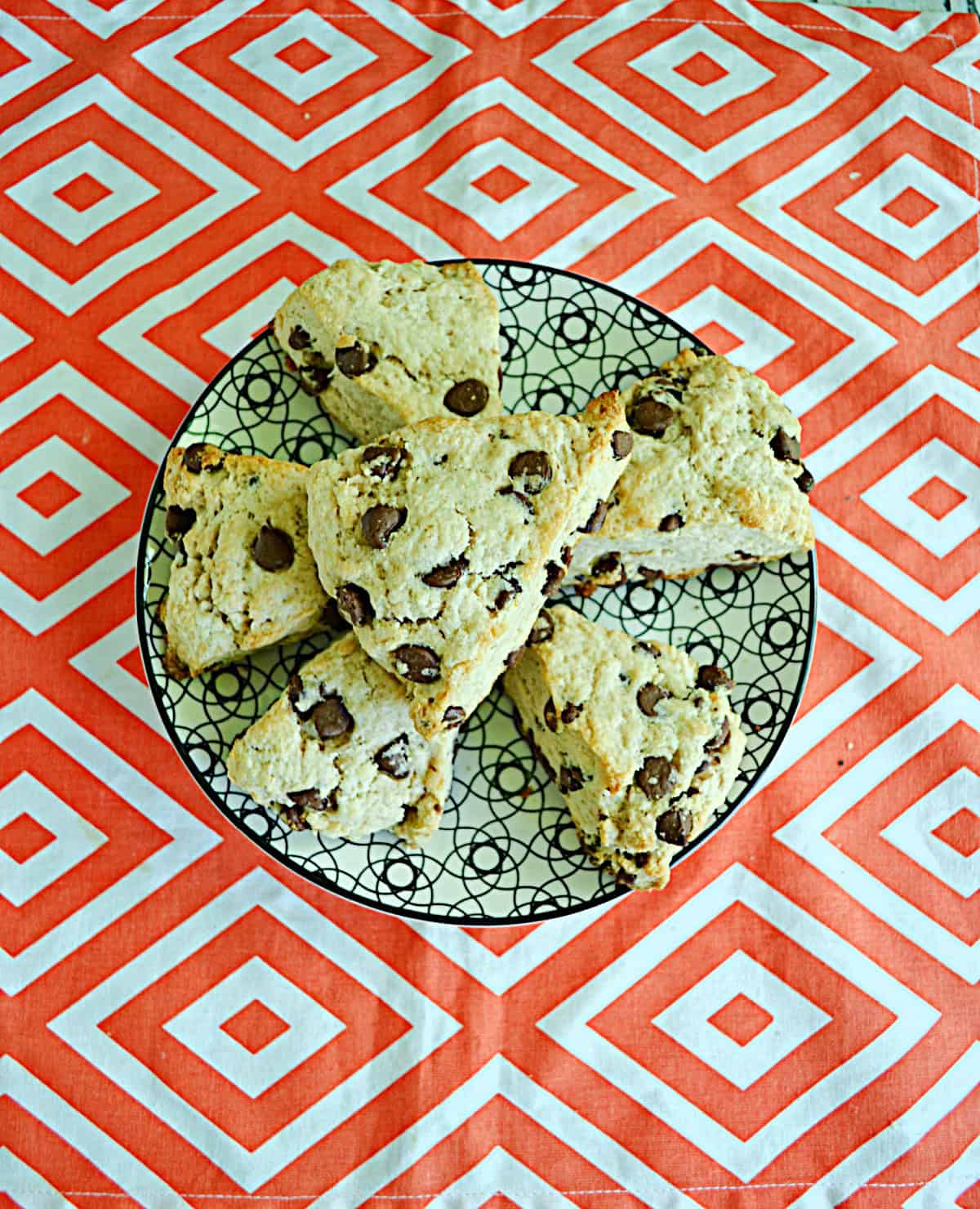 A plate of stacked scones.