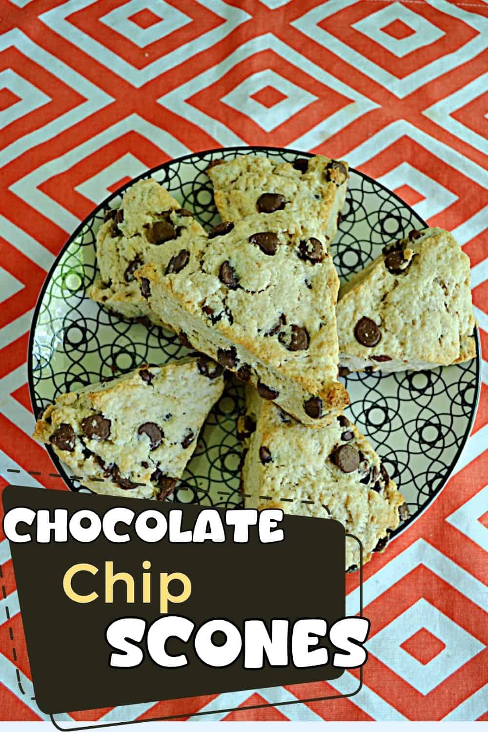 Pin Image: Title, a plate piled high with scones.