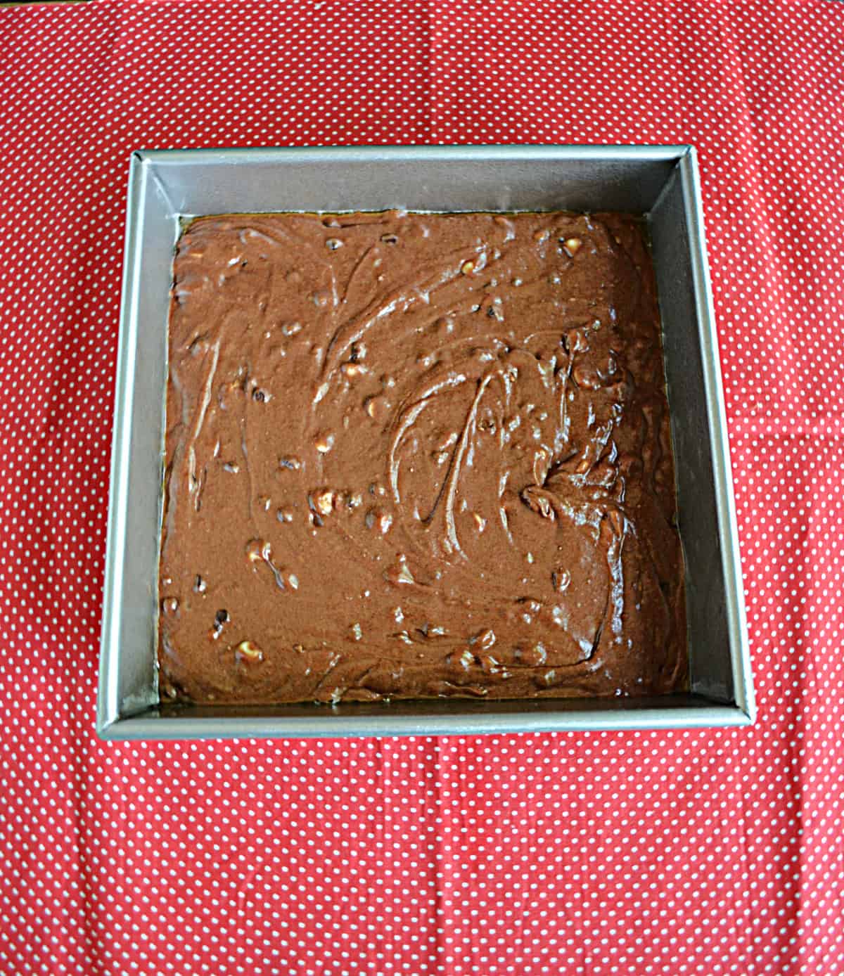 A pan of brownie batter.