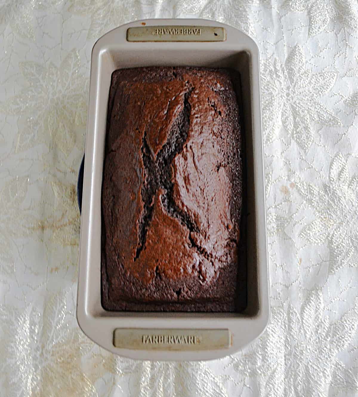 A pan with chocolate bread in it.