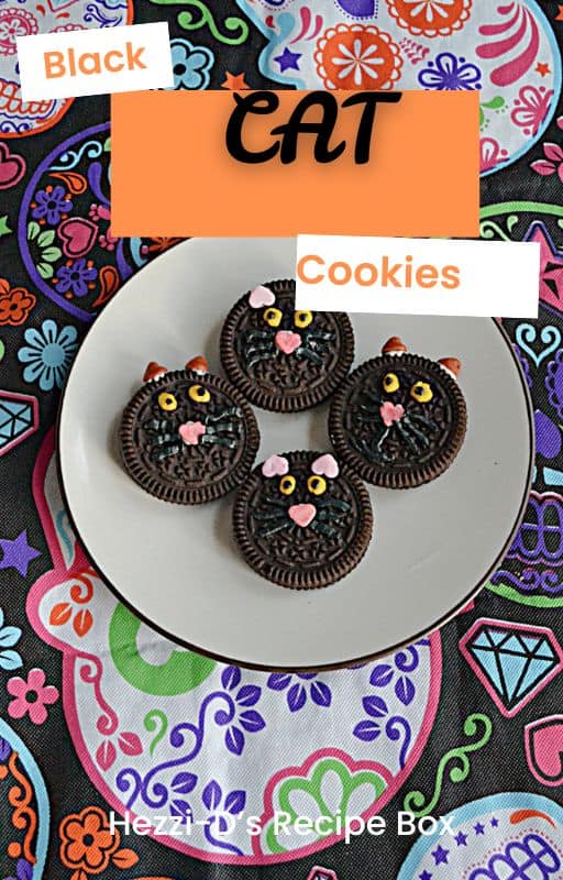 Pin Image: Title, a plate of black cat cookies.