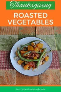 Pin Image: Title, a plate with butternut squash and green beans.