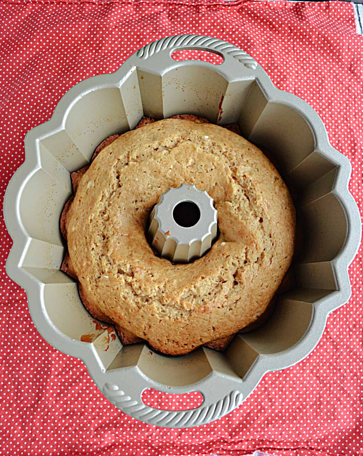 A Bundt pan with cake in it.