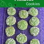 Pin Image: Title, a wire rack with green cookies on it.
